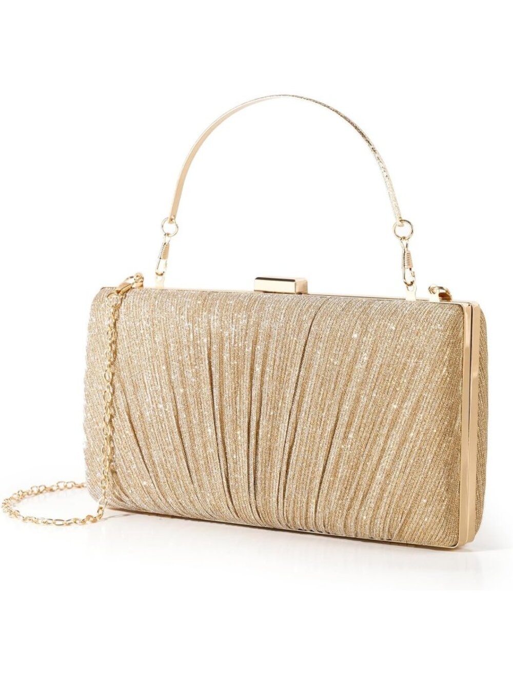 Women's Pleated Clutch Purse For Evening Handbag With Chain Prom Wedding